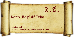 Kern Boglárka névjegykártya